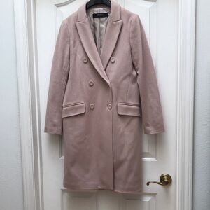 Elegant ZARA Wool Blend XS Women's Light Pink Taupe Blush Coat